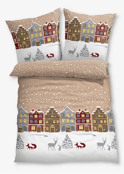 Bettwäsche mit winterlichem Design in beige - bonprix Bettwäsche mit winterlichem Design in beige - bonprix