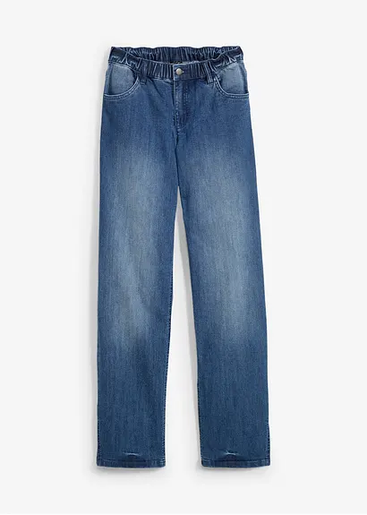 Wide-Leg-Jeans High Waist, Bequembund in blau von vorne - bonprix Wide-Leg-Jeans High Waist, Bequembund in blau von vorne - bonprix