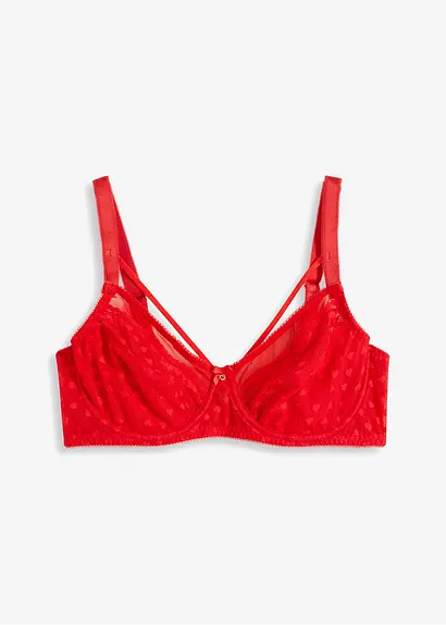 Minimizer BH mit Bügel und abnehmbaren dekorativen Straps in rot von vorne - bonprix Minimizer BH mit Bügel und abnehmbaren dekorativen Straps in rot von vorne - bonprix