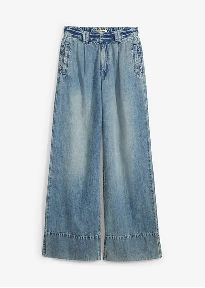 Wide-Leg-Jeans High Waist in blau von vorne - bonprix Wide-Leg-Jeans High Waist in blau von vorne - bonprix