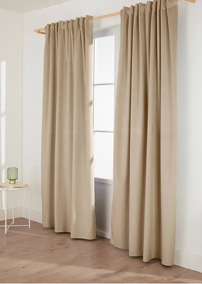 Thermo Verdunkelungsvorhang mit samtiger Oberfläche (1er Pack) in beige - bonprix Thermo Verdunkelungsvorhang mit samtiger Oberfläche (1er Pack) in beige - bonprix