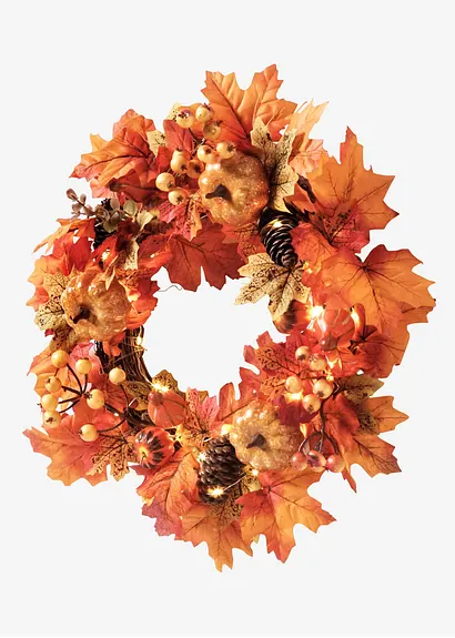 LED-Hängedeko Türkranz mit Herbstdeko in orange - bonprix LED-Hängedeko Türkranz mit Herbstdeko in orange - bonprix