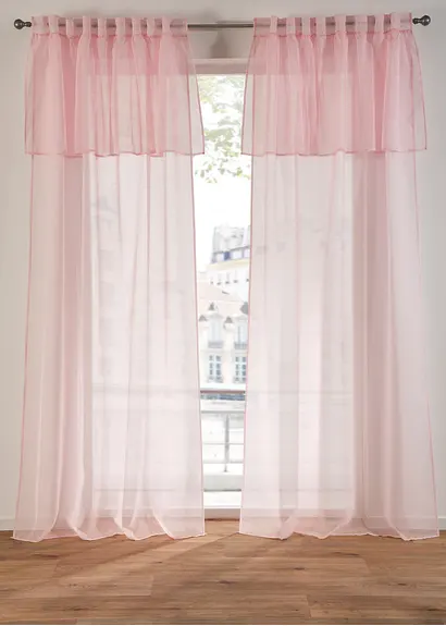Gardine mit Volant (1er Pack) in rosa - bonprix Gardine mit Volant (1er Pack) in rosa - bonprix