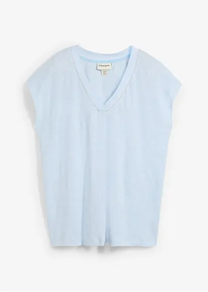 T-Shirt aus reinem Leinen in blau von vorne - bonprix T-Shirt aus reinem Leinen in blau von vorne - bonprix