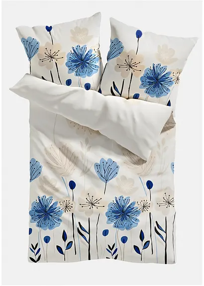 Bettwäsche mit Blumen in blau von vorne - bonprix Bettwäsche mit Blumen in blau von vorne - bonprix