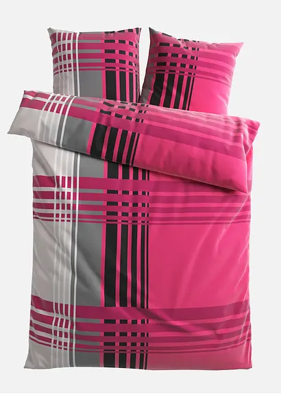 Bettwäsche mit Karos in lila von vorne - bonprix Bettwäsche mit Karos in lila von vorne - bonprix