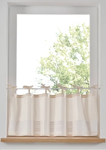 Bio Baumwoll Scheibengardine mit Druck in beige - bonprix Bio Baumwoll Scheibengardine mit Druck in beige - bonprix