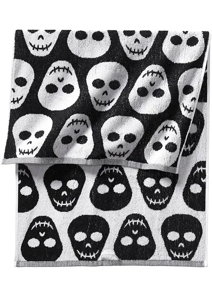 Handtuch mit Totenkopf Muster in schwarz - bonprix Handtuch mit Totenkopf Muster in schwarz - bonprix