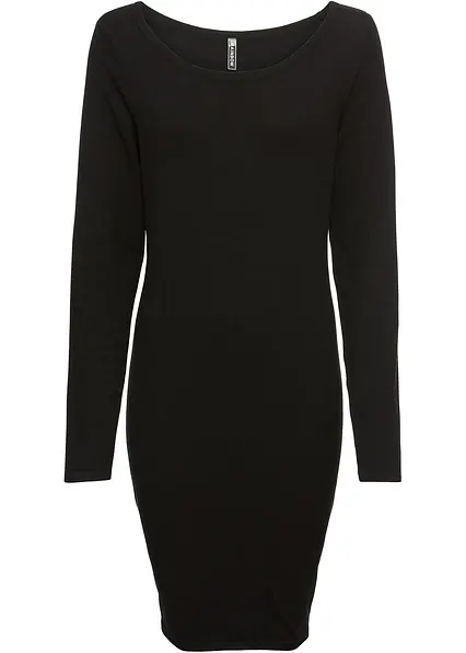 Strickkleid mit legerem Schnitt in schwarz von vorne - bonprix Strickkleid mit legerem Schnitt in schwarz von vorne - bonprix