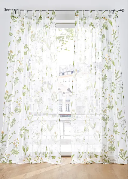 Gardine mit floralem Druck mit recyceltem Polyester (1er Pack) in grün - bonprix Gardine mit floralem Druck mit recyceltem Polyester (1er Pack) in grün - bonprix