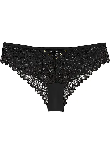 Brazilslip aus feiner Spitze in schwarz von vorne - bonprix Brazilslip aus feiner Spitze in schwarz von vorne - bonprix