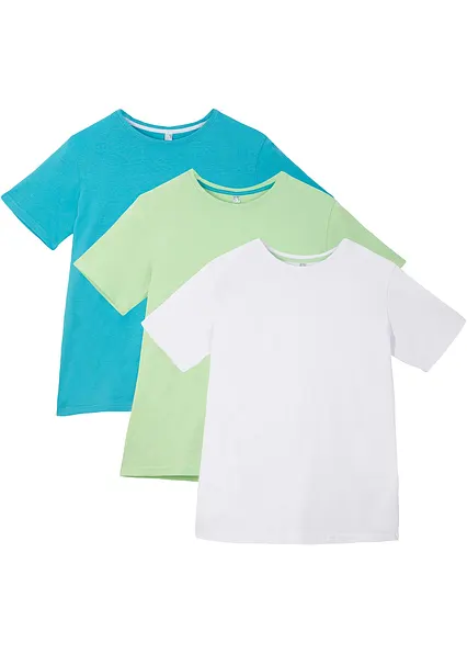 T-Shirt (3er Pack) aus reiner Baumwolle in blau von vorne - bonprix T-Shirt (3er Pack) aus reiner Baumwolle in blau von vorne - bonprix