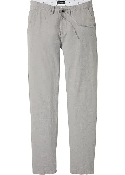 Regular Fit Schlupf-Chinohose mit Leinen, Straight in grau von vorne - bonprix Regular Fit Schlupf-Chinohose mit Leinen, Straight in grau von vorne - bonprix