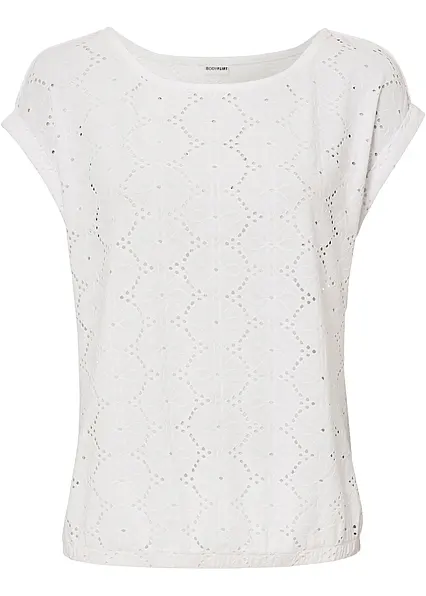Shirt mit Lochstickerei in weiß von vorne - bonprix Shirt mit Lochstickerei in weiß von vorne - bonprix