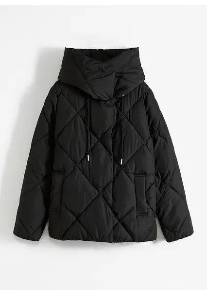 Steppjacke mit Kapuze in schwarz von vorne - bonprix Steppjacke mit Kapuze in schwarz von vorne - bonprix