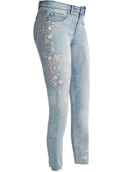 Skinny-Jeans Mid Waist, verkürzt in blau von vorne - bonprix Skinny-Jeans Mid Waist, verkürzt in blau von vorne - bonprix