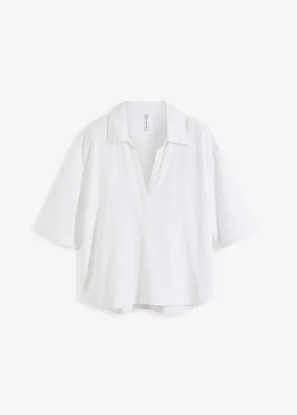 Bluse aus kühlendem Leinen-Viskose-Mix in weiß von vorne - bonprix Bluse aus kühlendem Leinen-Viskose-Mix in weiß von vorne - bonprix