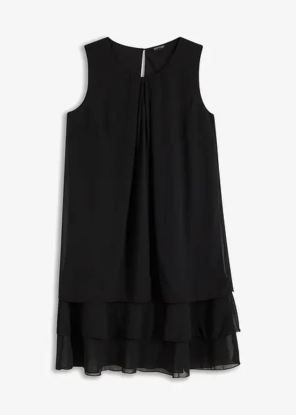 Chiffon-Kleid in schwarz von vorne - bonprix Chiffon-Kleid in schwarz von vorne - bonprix
