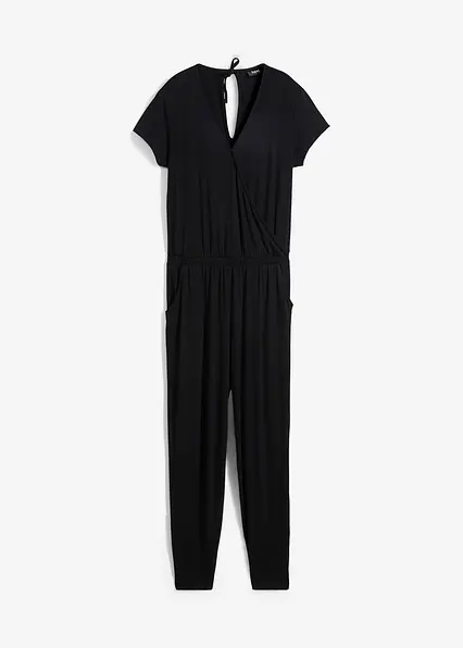 Jersey-Jumpsuit aus Viskose-Mix in schwarz von vorne - bonprix Jersey-Jumpsuit aus Viskose-Mix in schwarz von vorne - bonprix