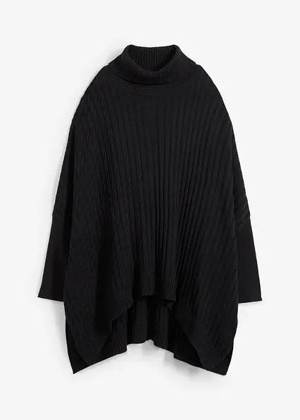 Oversize-Poncho Pullover in schwarz von vorne - bonprix Oversize-Poncho Pullover in schwarz von vorne - bonprix