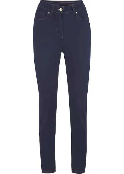Slim-Fit-Jeans Mid Waist, Bequembund in blau von vorne - bonprix Slim-Fit-Jeans Mid Waist, Bequembund in blau von vorne - bonprix
