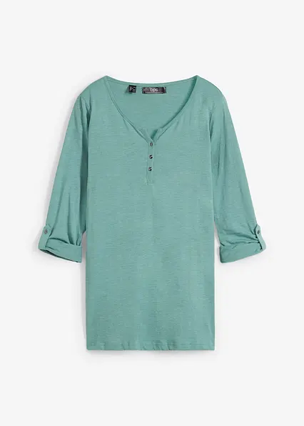 Shirt mit Knopfleiste aus reiner Bio-Baumwolle in grün von vorne - bonprix Shirt mit Knopfleiste aus reiner Bio-Baumwolle in grün von vorne - bonprix