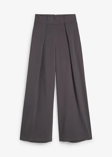 Ausgestellte Bundfaltenhose in grau von vorne - bonprix Ausgestellte Bundfaltenhose in grau von vorne - bonprix