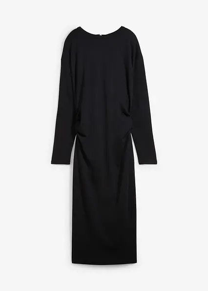 Midikleid aus bequemen Punto di Roma in schwarz von vorne - bonprix Midikleid aus bequemen Punto di Roma in schwarz von vorne - bonprix