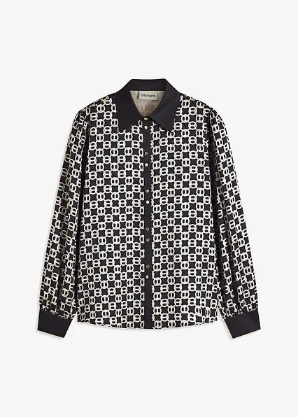 Satinbluse in schwarz von vorne - bonprix Satinbluse in schwarz von vorne - bonprix