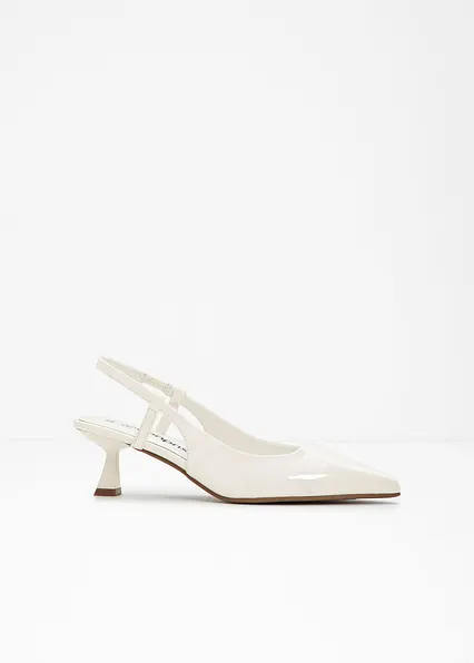 Slingpumps in Lack-Optik in weiß - bonprix Slingpumps in Lack-Optik in weiß - bonprix