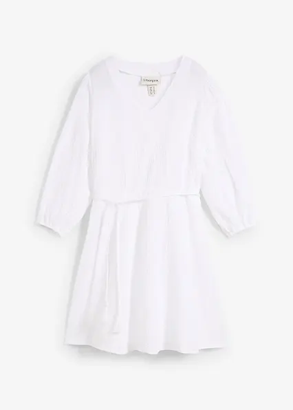 Mini-Kleid aus reiner Baumwolle in weiß von vorne - bonprix Mini-Kleid aus reiner Baumwolle in weiß von vorne - bonprix