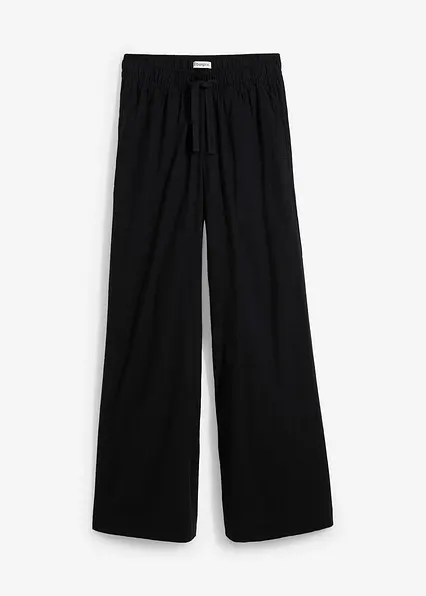 Palazzo-Hose aus reiner Baumwolle in schwarz von vorne - bonprix Palazzo-Hose aus reiner Baumwolle in schwarz von vorne - bonprix