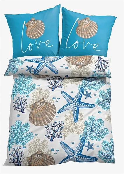 Bettwäsche mit maritimen Design in blau von vorne - bonprix Bettwäsche mit maritimen Design in blau von vorne - bonprix