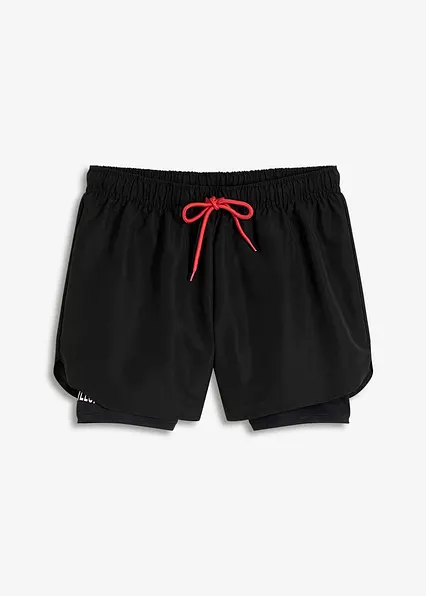 Ultra-leichte Sport-Shorts 2-in-1 in schwarz von vorne - bonprix Ultra-leichte Sport-Shorts 2-in-1 in schwarz von vorne - bonprix