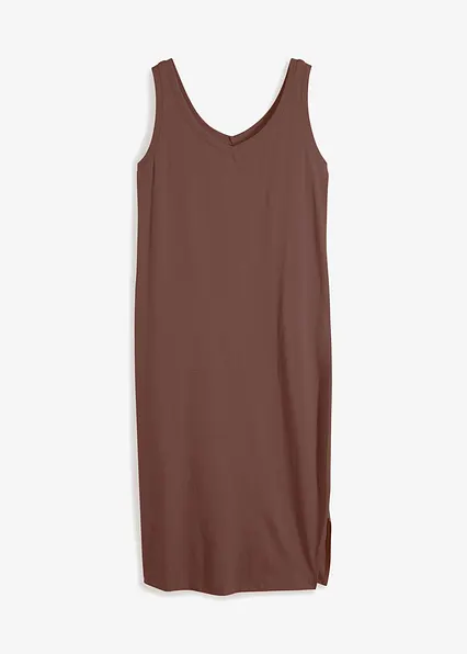 Jerseykleid mit Schlitz aus reiner Bio-Baumwolle in braun von vorne - bonprix Jerseykleid mit Schlitz aus reiner Bio-Baumwolle in braun von vorne - bonprix