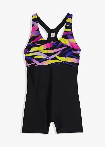 Schnelltrocknender Sport-Badeanzug mit Bein in schwarz von vorne - bonprix Schnelltrocknender Sport-Badeanzug mit Bein in schwarz von vorne - bonprix
