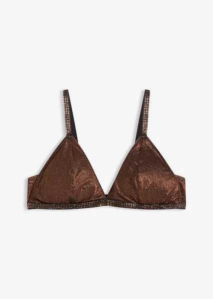 Triangel Bralette aus glitzerndem Material in schwarz von vorne - bonprix Triangel Bralette aus glitzerndem Material in schwarz von vorne - bonprix