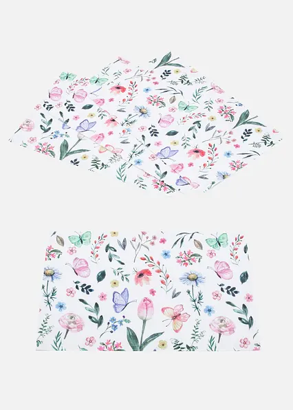 Tischset mit Blümchen Druck (4er Pack) in weiß von vorne - bonprix Tischset mit Blümchen Druck (4er Pack) in weiß von vorne - bonprix