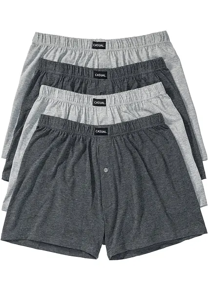 Lockere Jersey Boxershorts mit weicher Baumwolle (4er Pack) in grau - bonprix Lockere Jersey Boxershorts mit weicher Baumwolle (4er Pack) in grau - bonprix