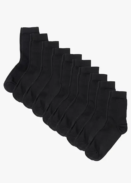 Socken mit Bio-Baumwolle (10er Pack) in schwarz von vorne - bonprix Socken mit Bio-Baumwolle (10er Pack) in schwarz von vorne - bonprix
