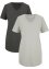 Basic Long-Shirt mit V-Ausschnitt und Kurzarm, 2er Pack, bpc bonprix collection