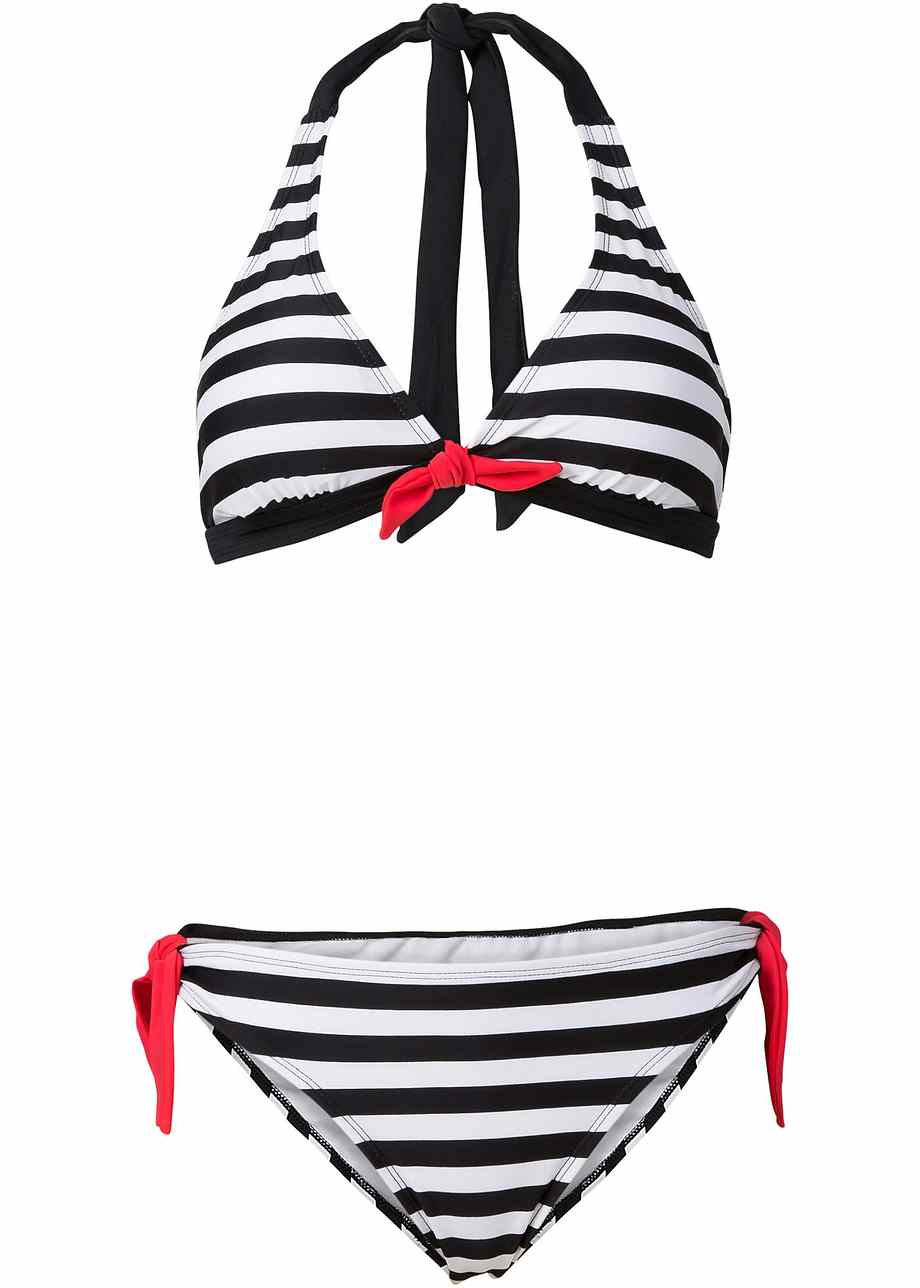 Sch Ner Bikini Mit Neckholder Schwarz Wei