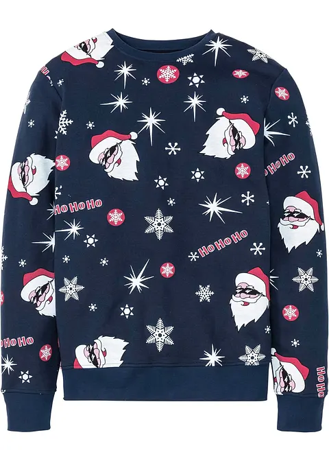 innen weich angerautes Sweatshirt mit Weihnachtsmotiv in blau von vorne - bonprix innen weich angerautes Sweatshirt mit Weihnachtsmotiv in blau von vorne - bonprix