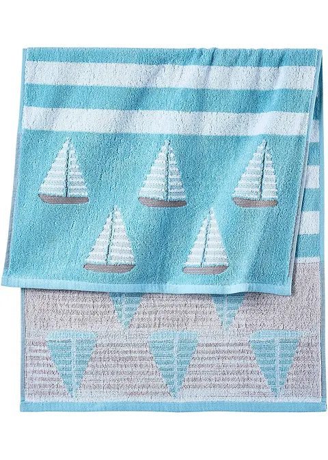 Handtuch mit Bootmotiv in blau - bonprix Handtuch mit Bootmotiv in blau - bonprix