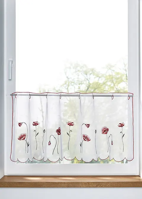 Transparente Scheibengardine mit Blumenstickerei in weiß - bonprix Transparente Scheibengardine mit Blumenstickerei in weiß - bonprix