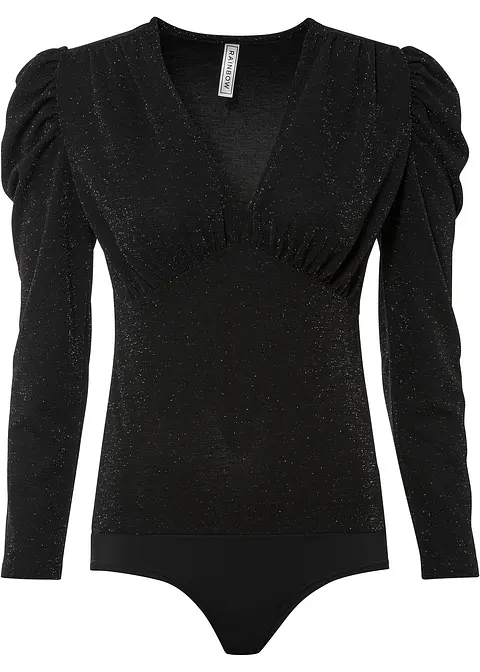 Body in Glanzoptik in schwarz von vorne - bonprix Body in Glanzoptik in schwarz von vorne - bonprix