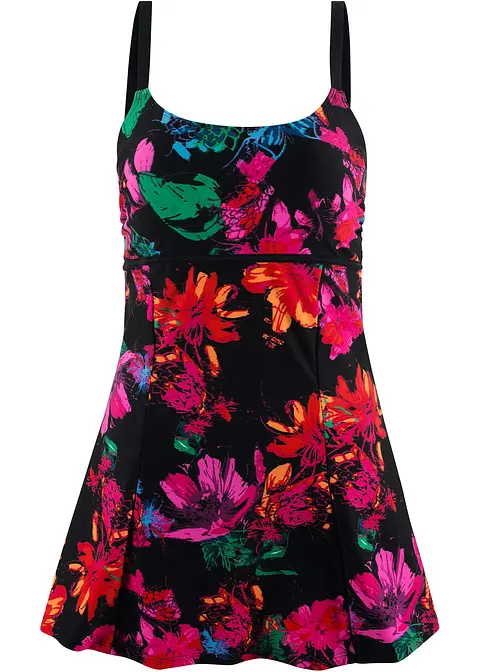 Badekleid mit Rundhalsausschnitt in schwarz von vorne - bonprix Badekleid mit Rundhalsausschnitt in schwarz von vorne - bonprix