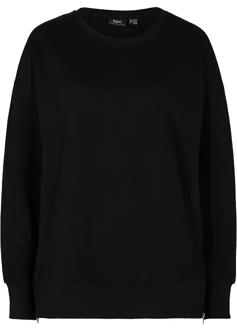 Sweatshirt aus Baumwoll-Mix in schwarz von vorne - bonprix Sweatshirt aus Baumwoll-Mix in schwarz von vorne - bonprix