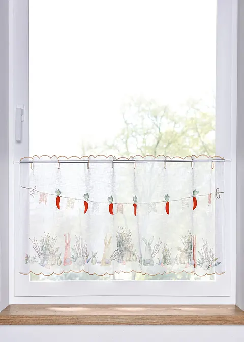 Scheibengardine mit Druck und 3D Applikation in weiß - bpc living bonprix collection Scheibengardine mit Druck und 3D Applikation in weiß - bpc living bonprix collection