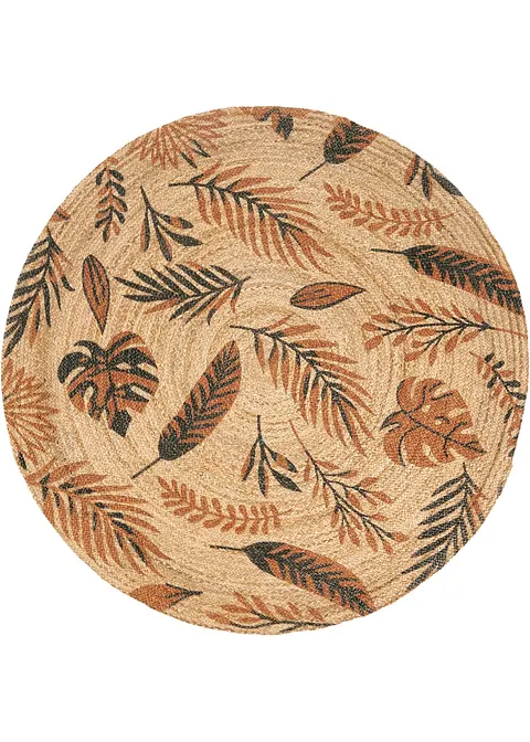 Runder Teppich mit Blättern in beige - bpc living bonprix collection Runder Teppich mit Blättern in beige - bpc living bonprix collection
